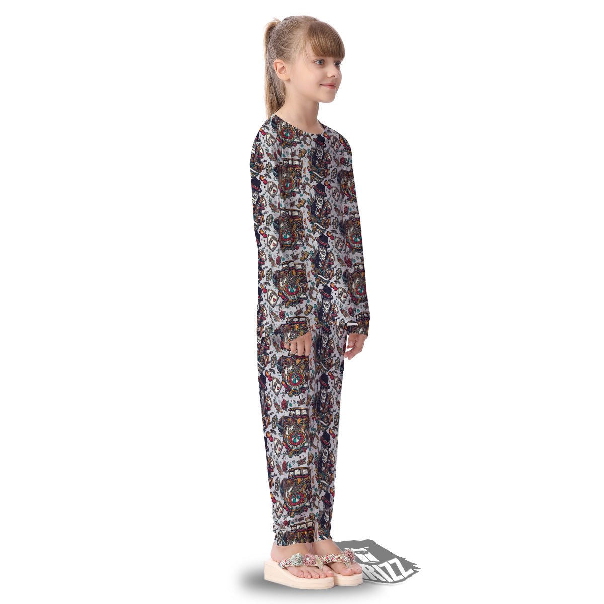 Gangsters And Criminal Tattoo Print Pattern Kid's Pajamas-grizzshop