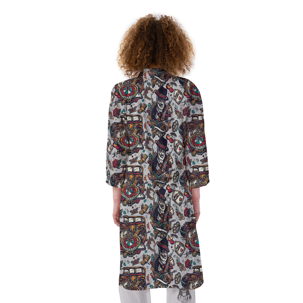 Gangsters And Criminal Tattoo Print Pattern Kimono-grizzshop