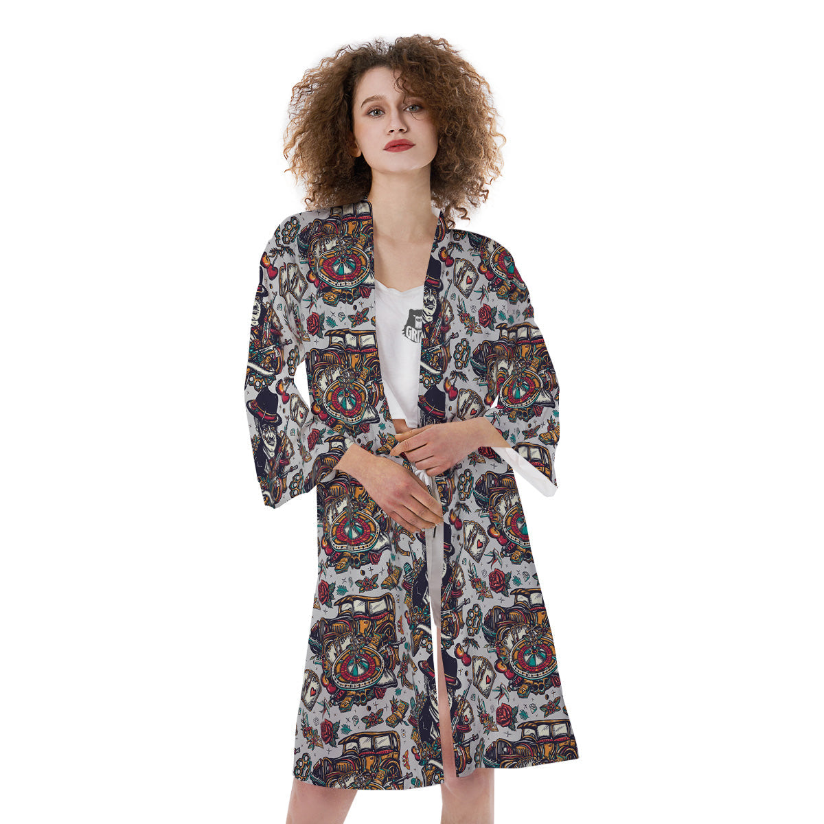 Gangsters And Criminal Tattoo Print Pattern Kimono-grizzshop