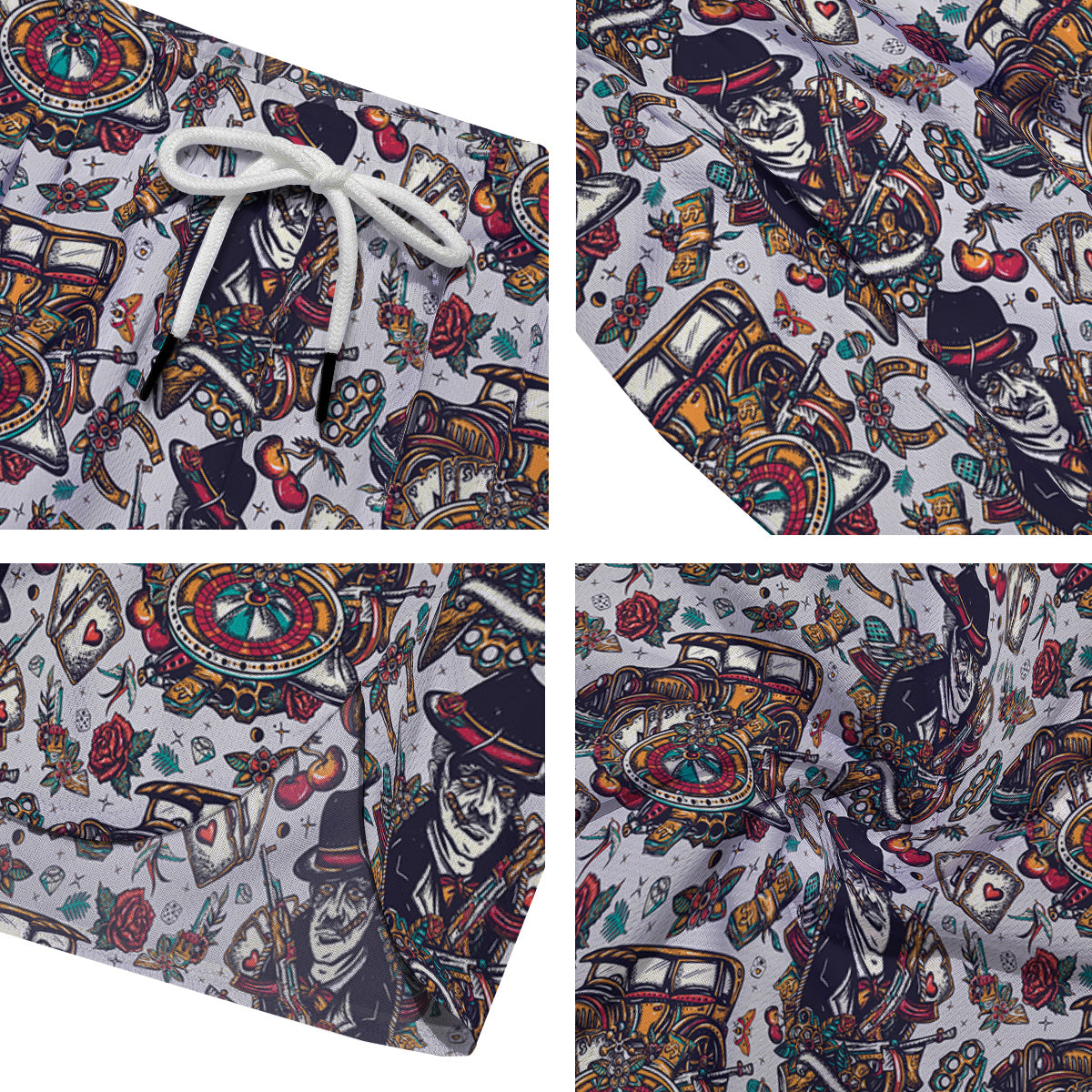 Gangsters And Criminal Tattoo Print Pattern Men's Running Shorts-grizzshop