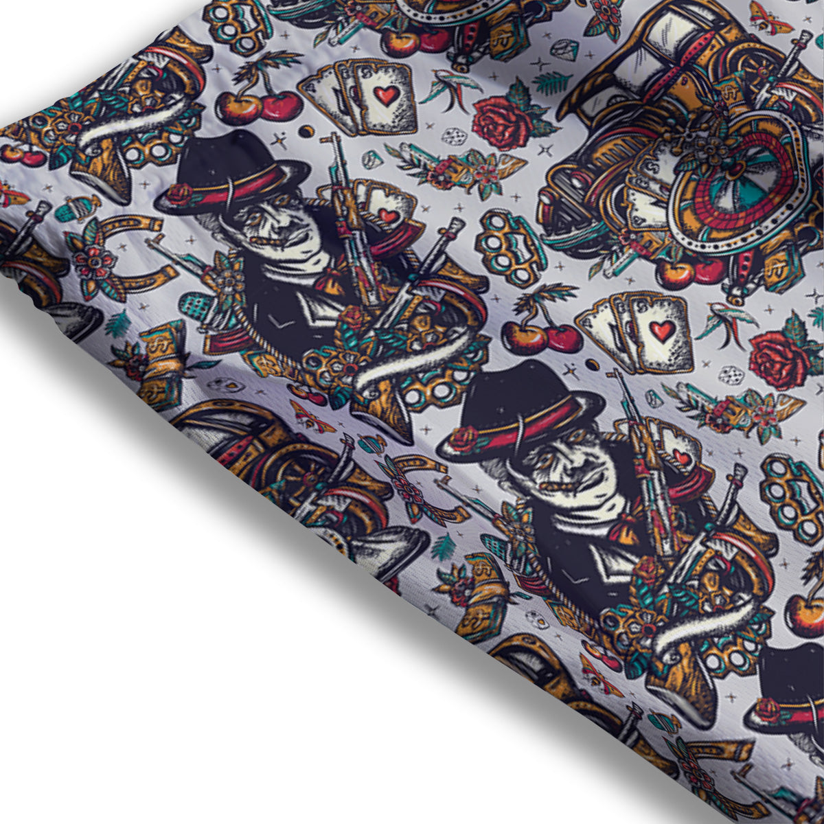 Gangsters And Criminal Tattoo Print Pattern Mesh Shorts-grizzshop