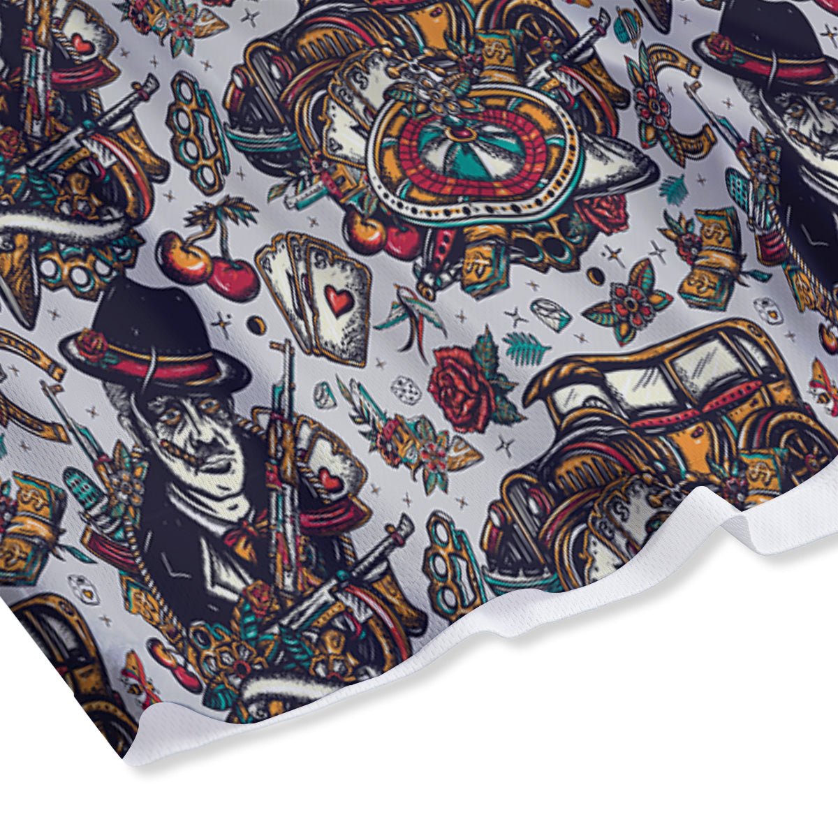 Gangsters And Criminal Tattoo Print Pattern Mesh Shorts-grizzshop