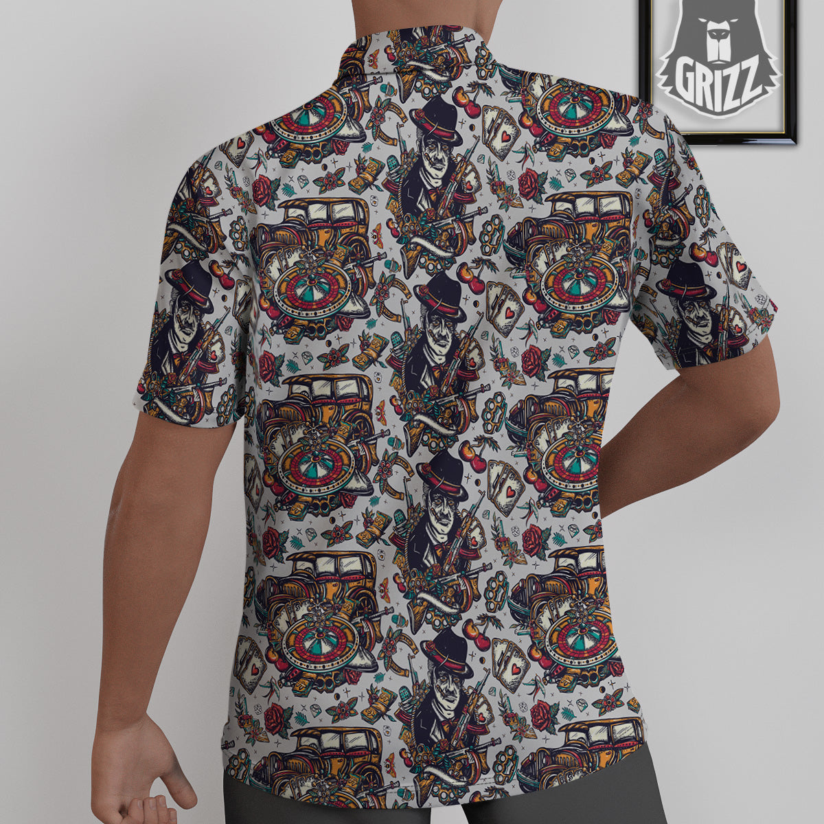 Gangsters And Criminal Tattoo Print Pattern Untucked Shirts-grizzshop