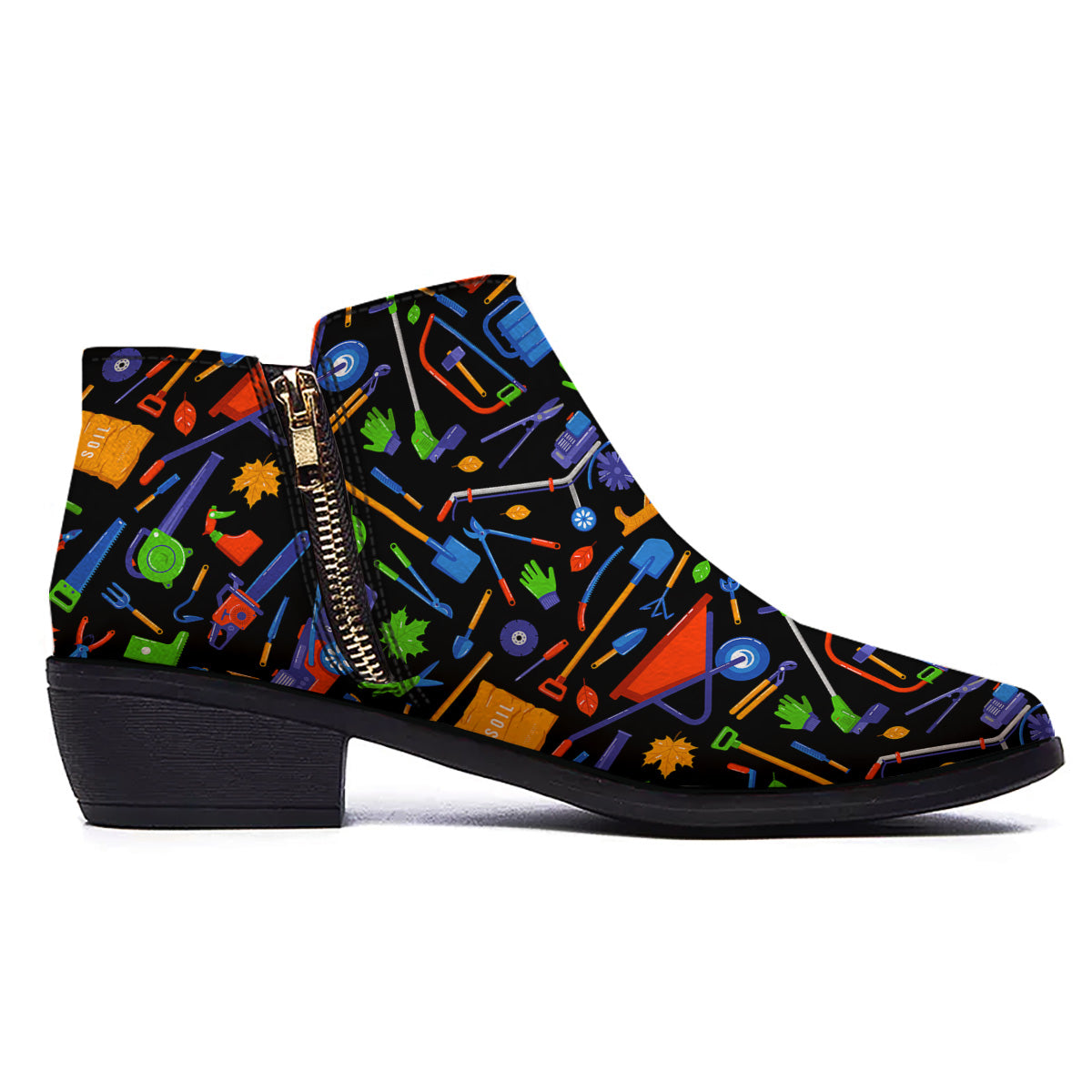 Garden Tools Print Pattern Ankle Boots-grizzshop