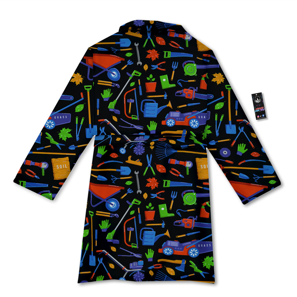 Garden Tools Print Pattern Bathrobe-grizzshop