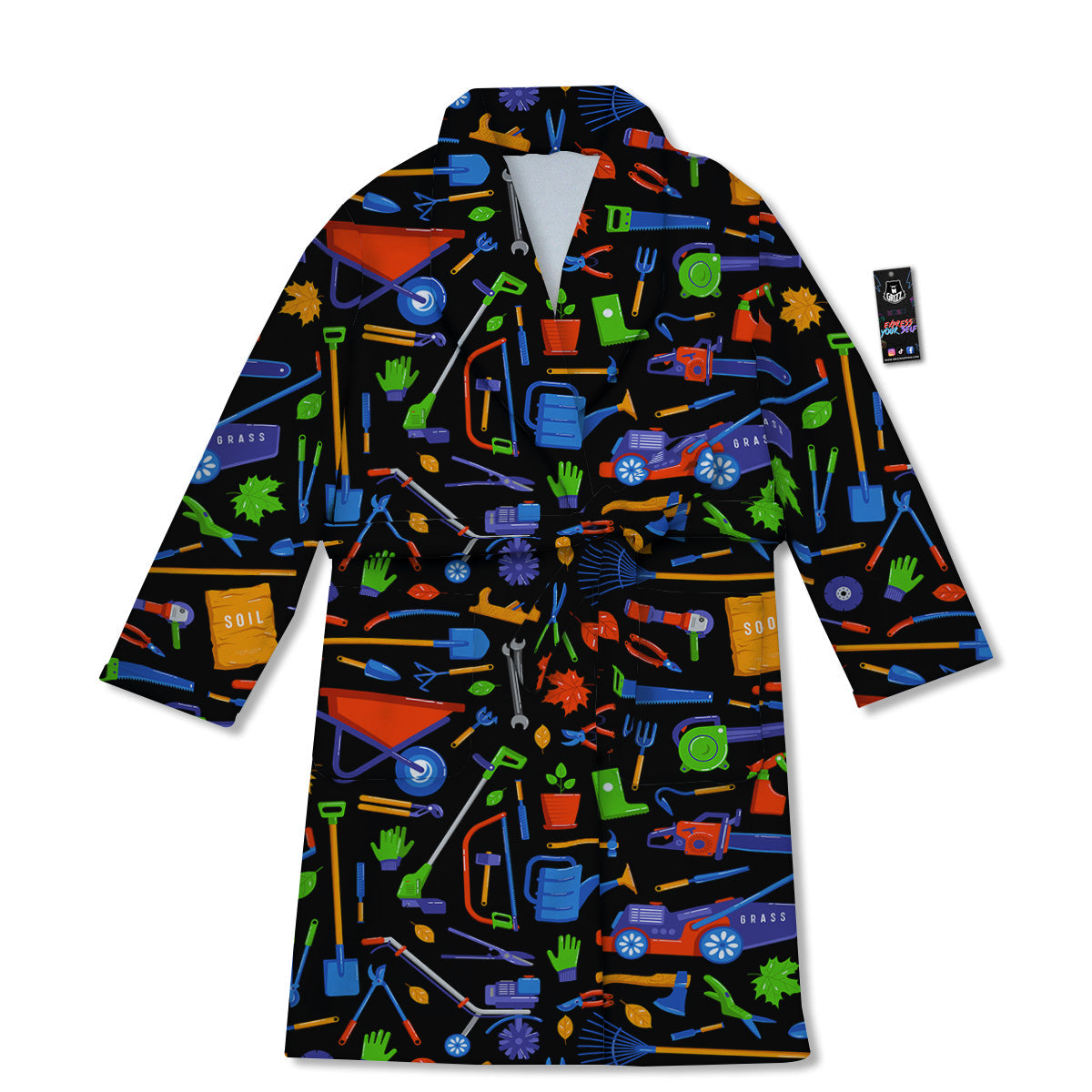 Garden Tools Print Pattern Bathrobe-grizzshop