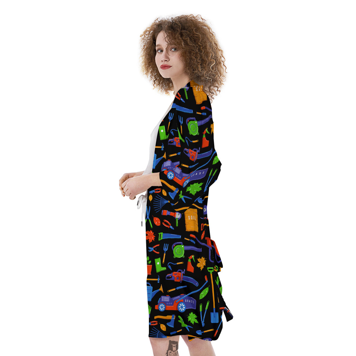 Garden Tools Print Pattern Kimono-grizzshop