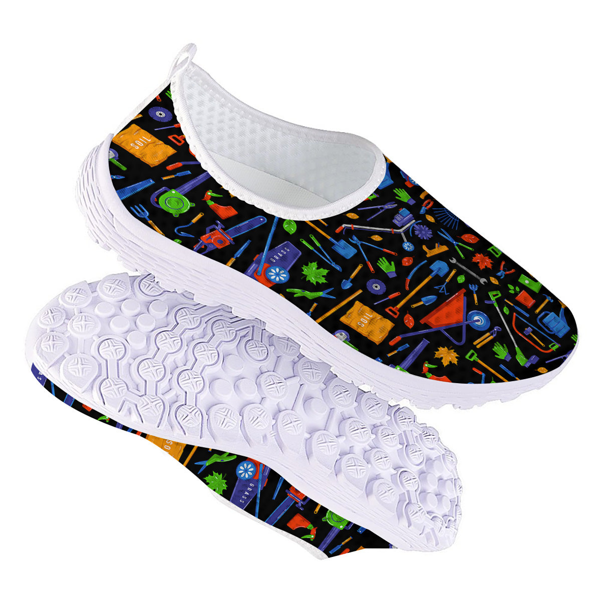 Garden Tools Print Pattern Nurse Shoes-grizzshop