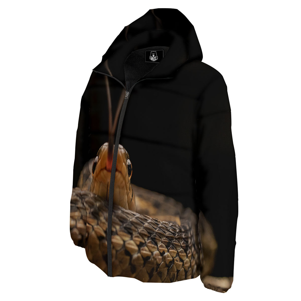 Garter Snake Print Down Jacket-grizzshop