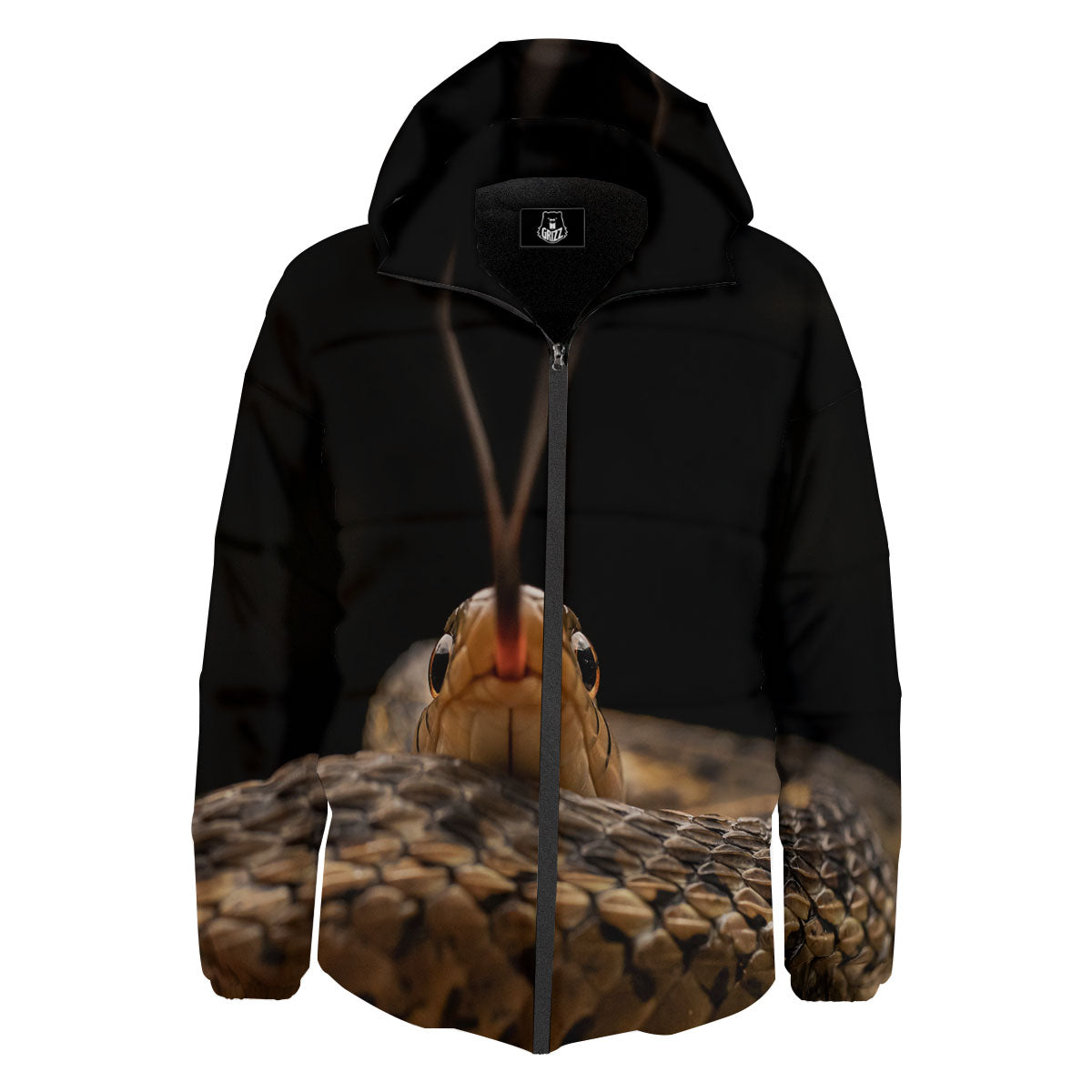 Garter Snake Print Down Jacket-grizzshop