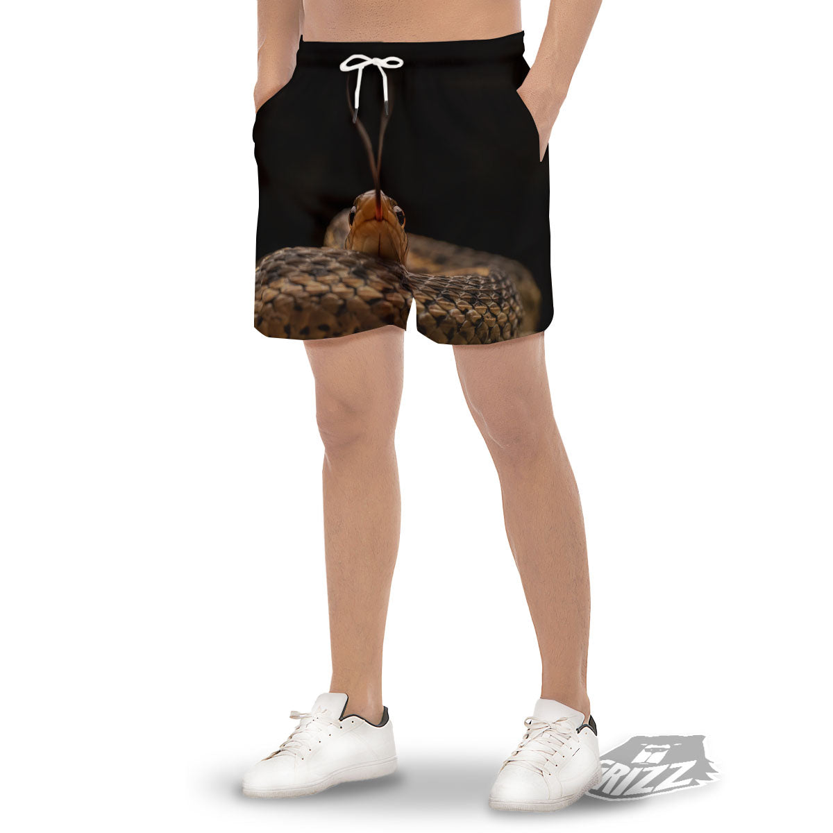 Garter Snake Print Men's Gym Shorts-grizzshop