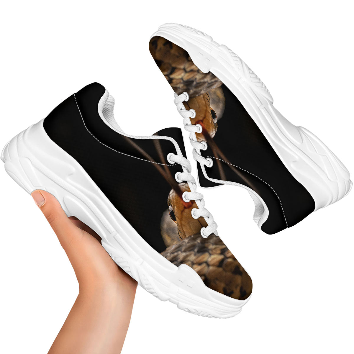 Garter Snake Print White Chunky Shoes-grizzshop