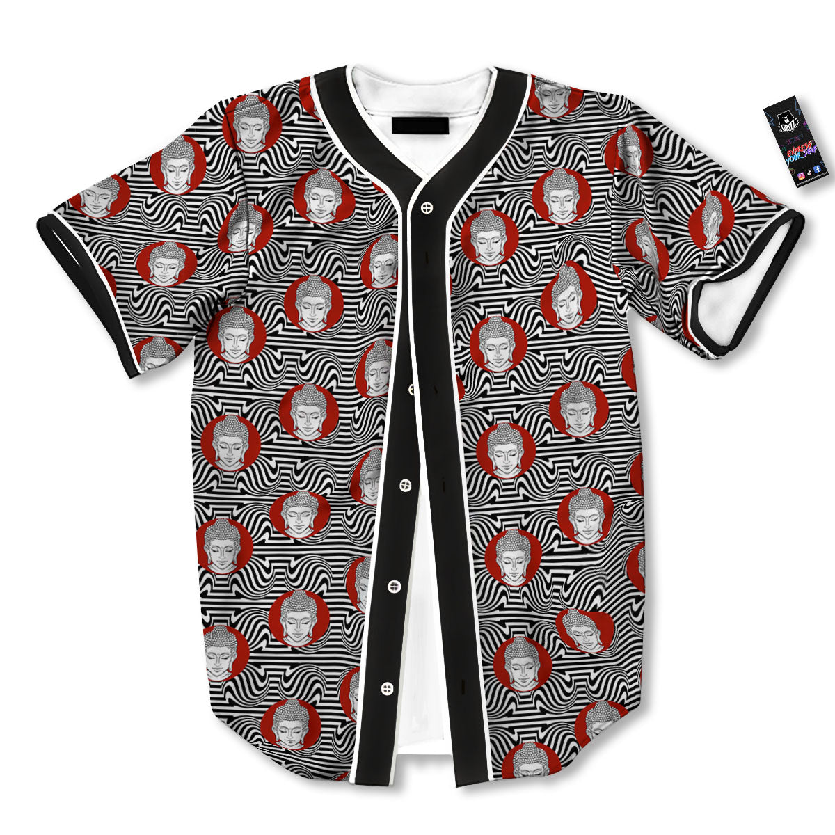 Gautama Buddha Print Pattern Baseball Jersey-grizzshop
