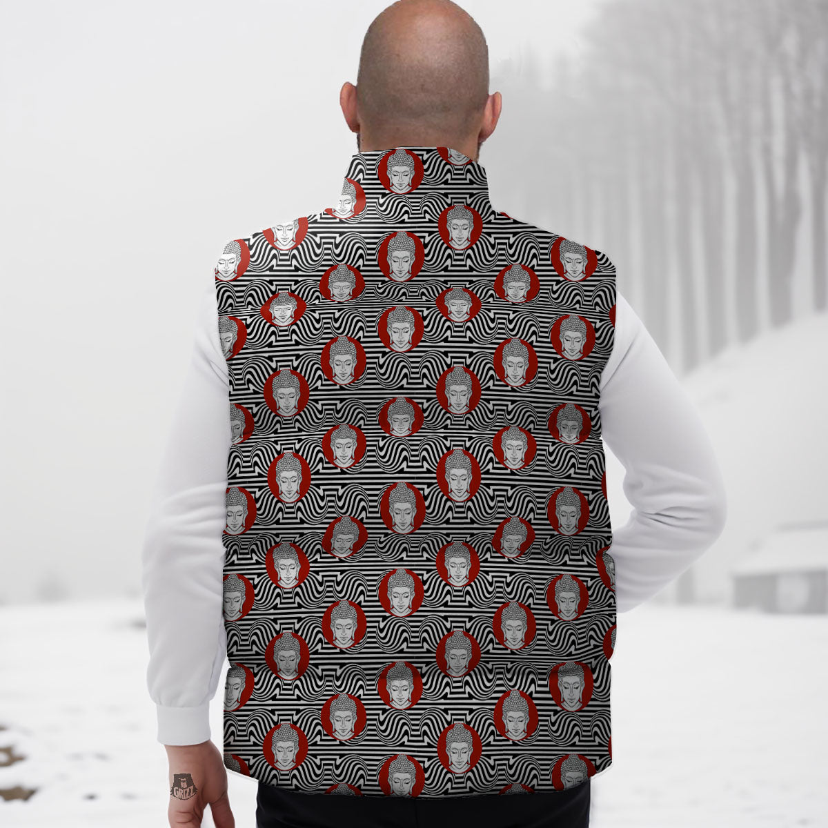 Gautama Buddha Print Pattern Down Vest-grizzshop