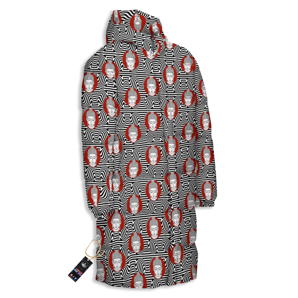 Gautama Buddha Print Pattern Long Down Jacket-grizzshop