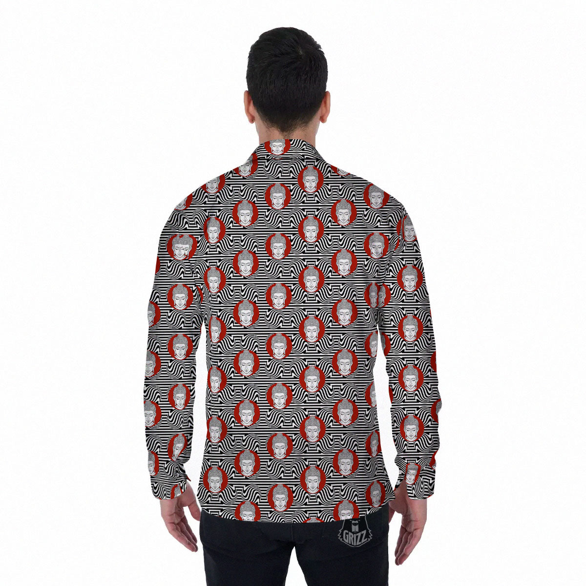 Gautama Buddha Print Pattern Men's Long Sleeve Shirts-grizzshop