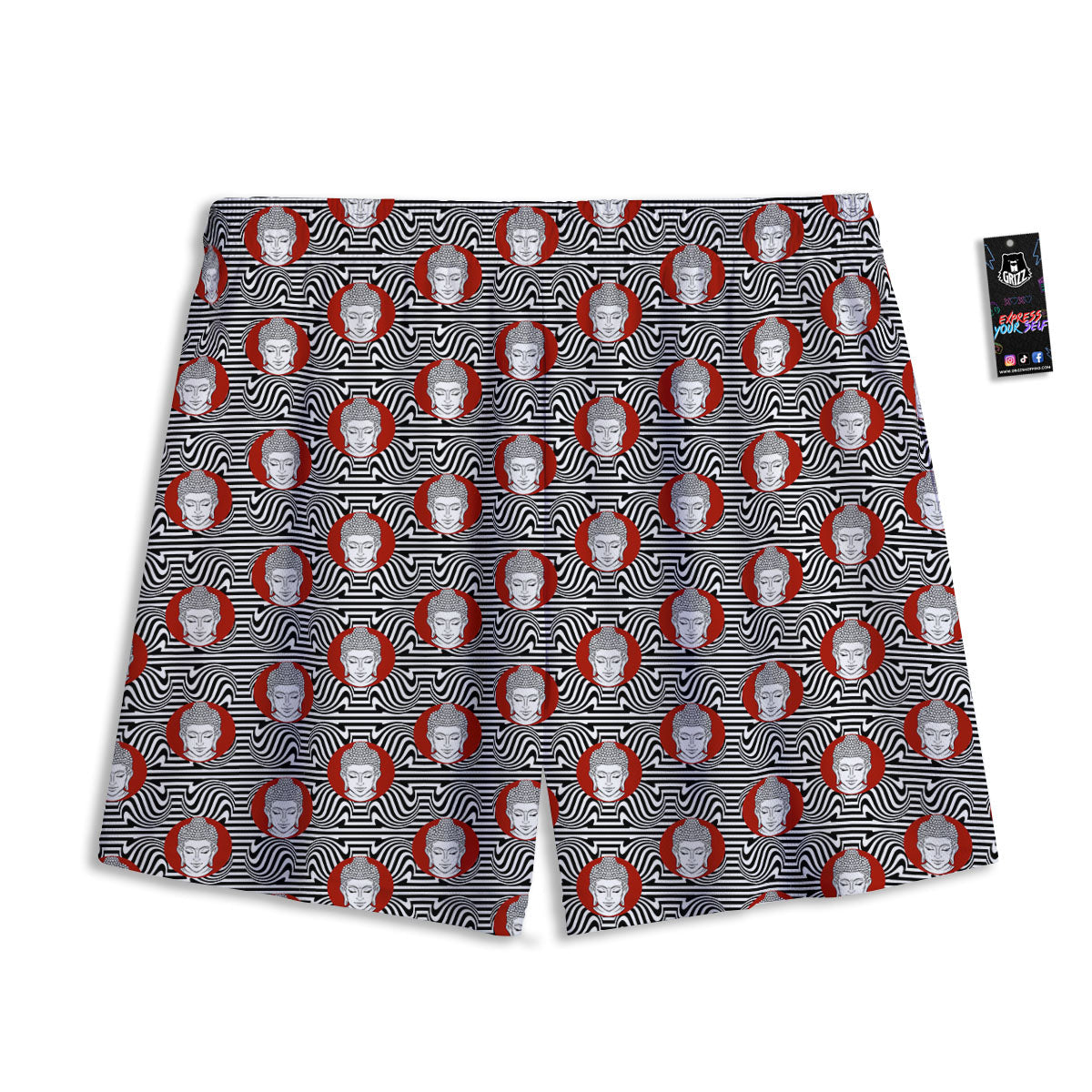 Gautama Buddha Print Pattern Mesh Shorts