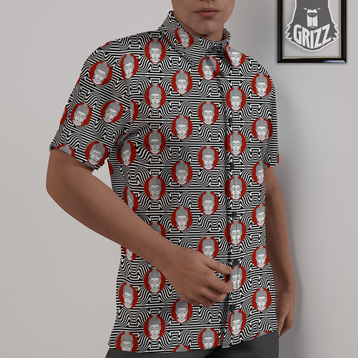 Gautama Buddha Print Pattern Untucked Shirts-grizzshop