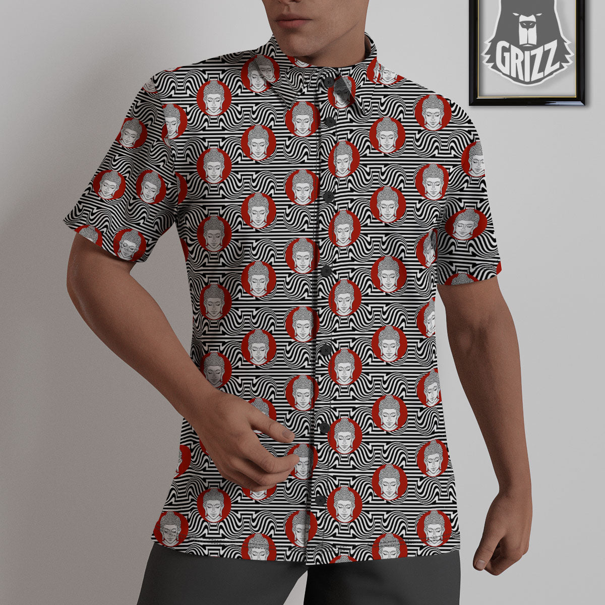Gautama Buddha Print Pattern Untucked Shirts-grizzshop