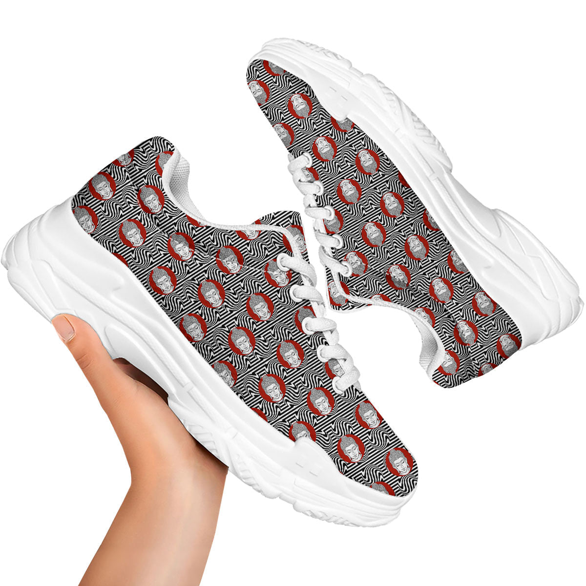 Gautama Buddha Print Pattern White Chunky Shoes-grizzshop