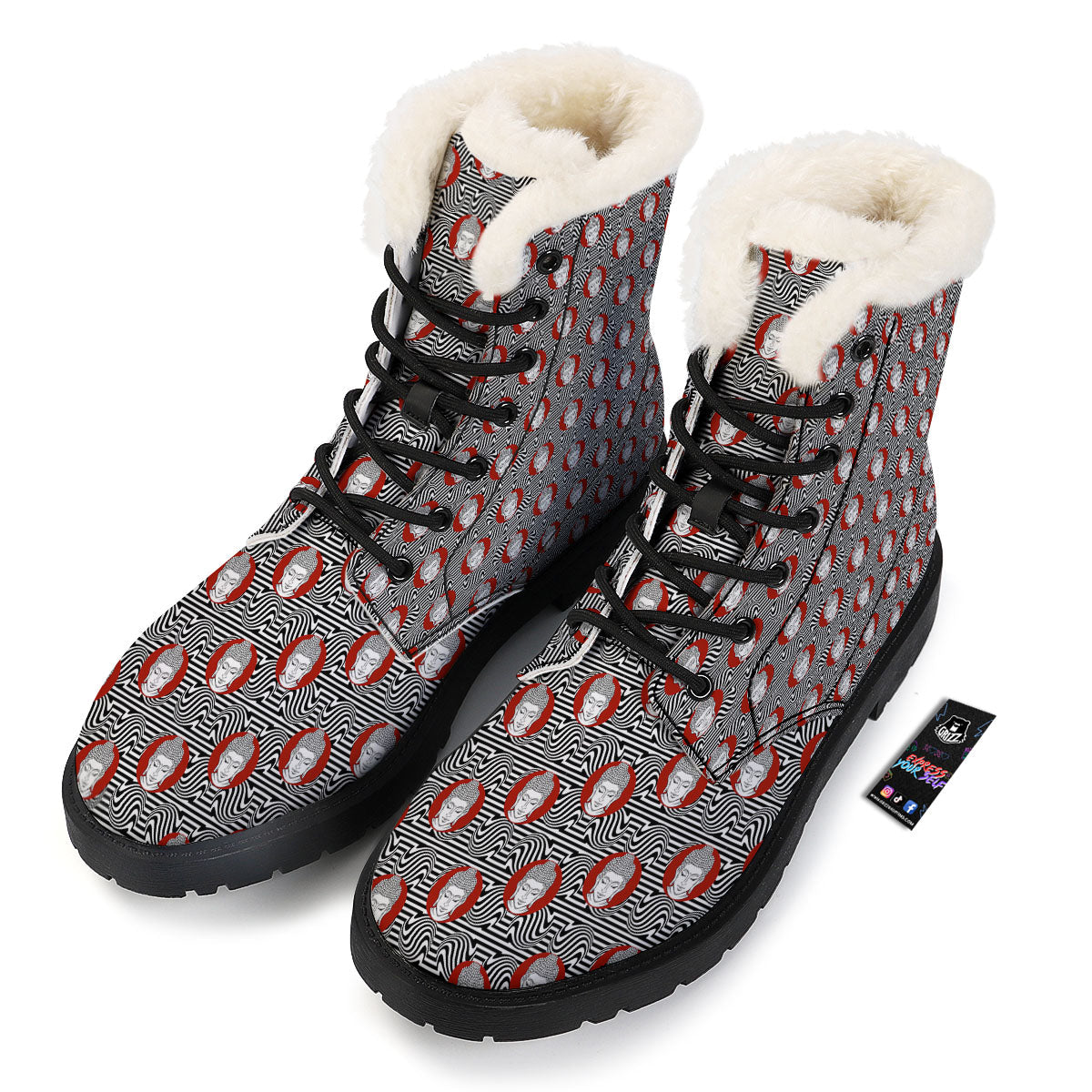 Gautama Buddha Print Pattern Winter Boots-grizzshop