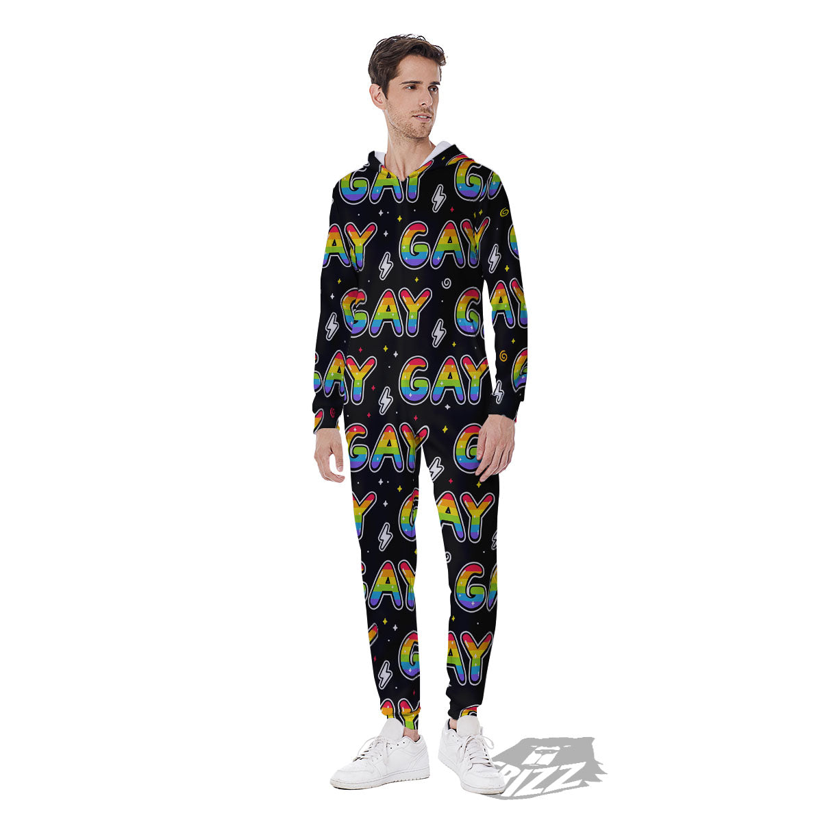 Gay Pride Rainbow Print Pattern Men's Jumpsuit-grizzshop