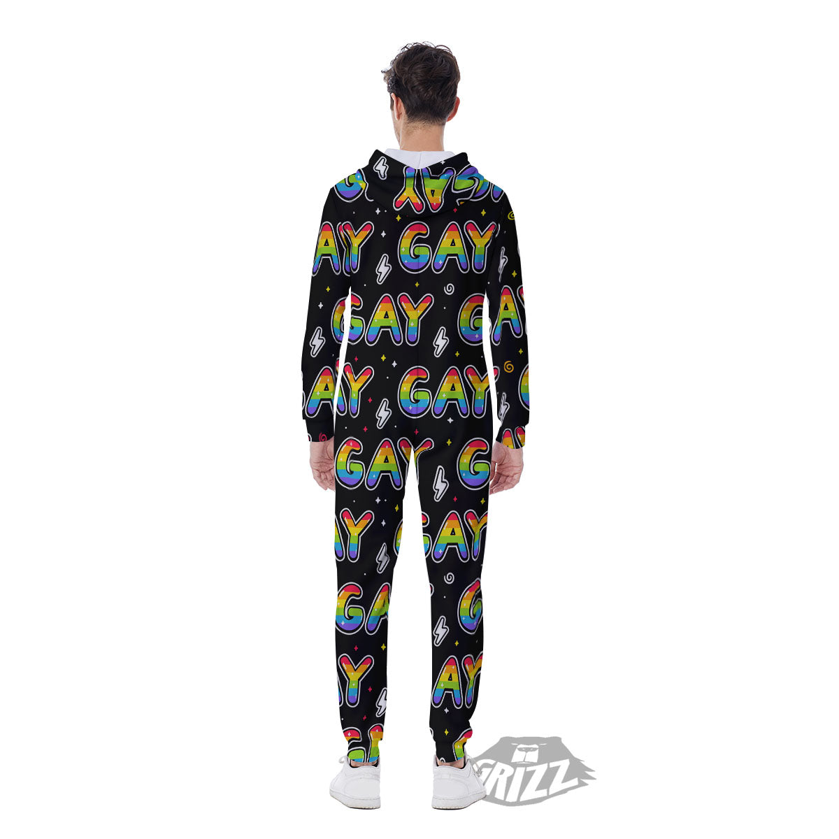 Gay Pride Rainbow Print Pattern Men's Jumpsuit-grizzshop