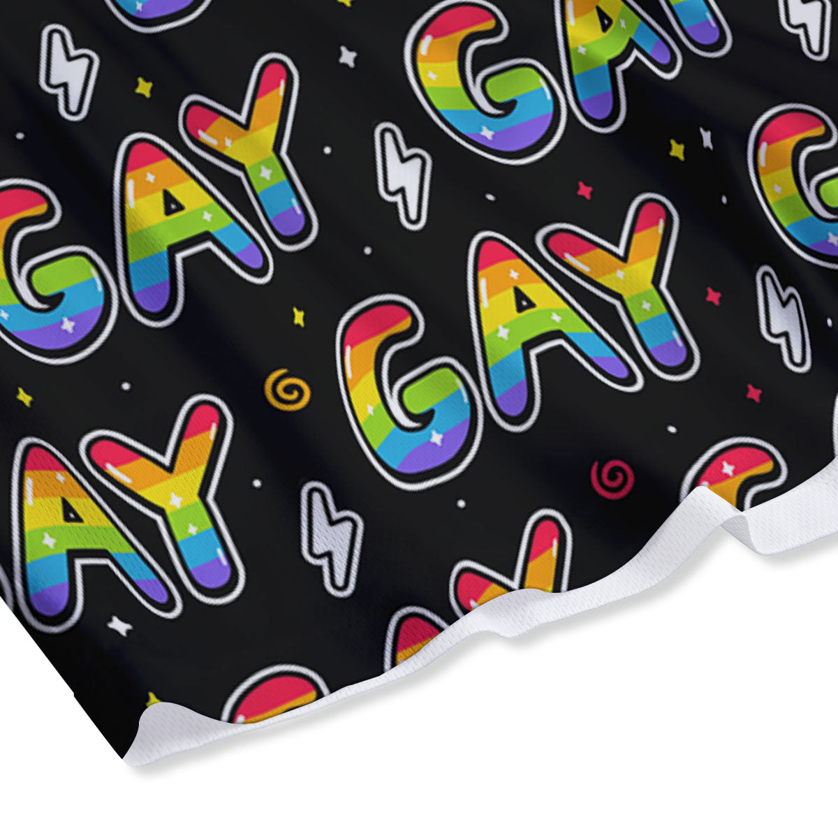 Gay Pride Rainbow Print Pattern Mesh Shorts