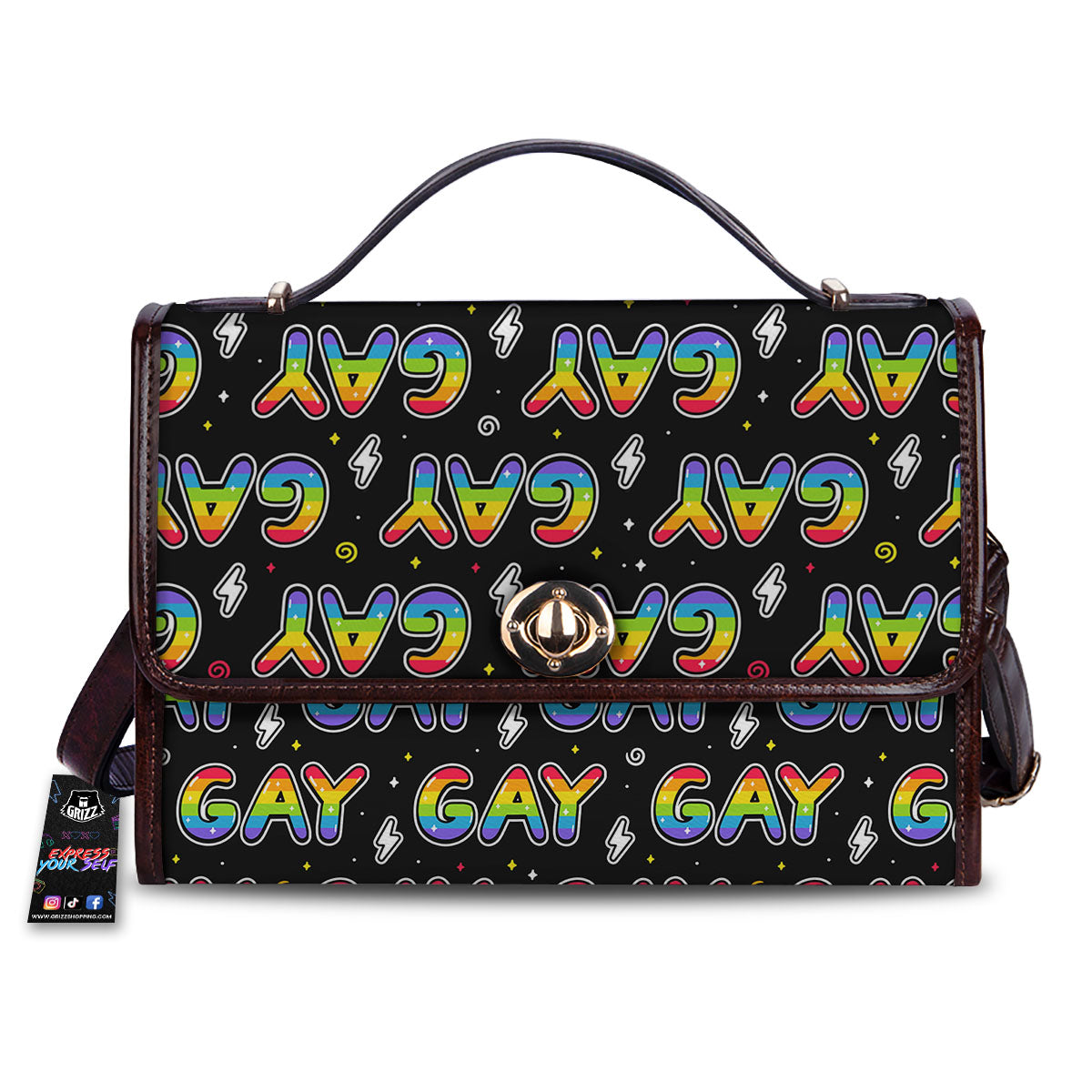 Gay Pride Rainbow Print Pattern Women's Satchel Bag-grizzshop