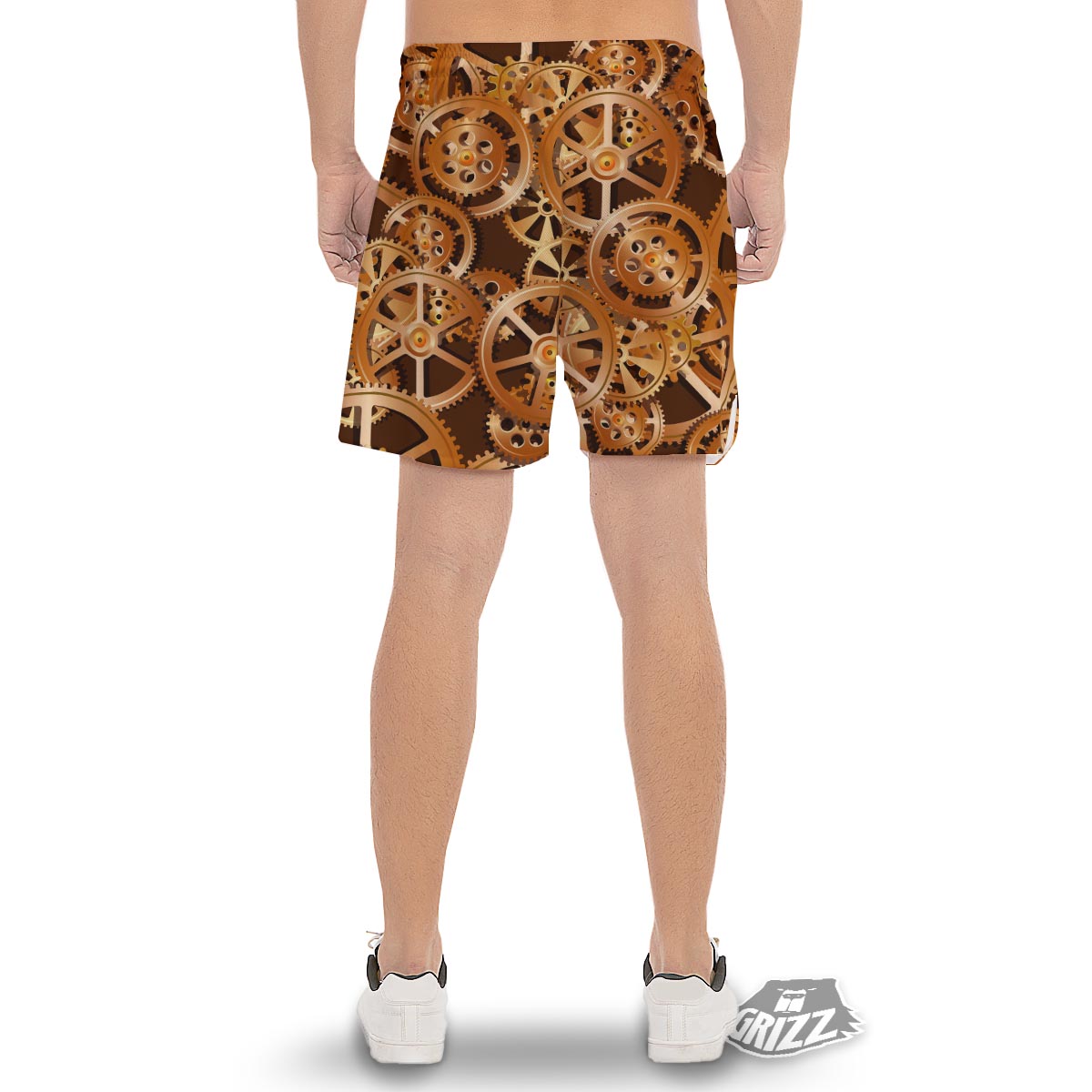 Gears And Steampunk Cogs Print Men's Gym Shorts-grizzshop