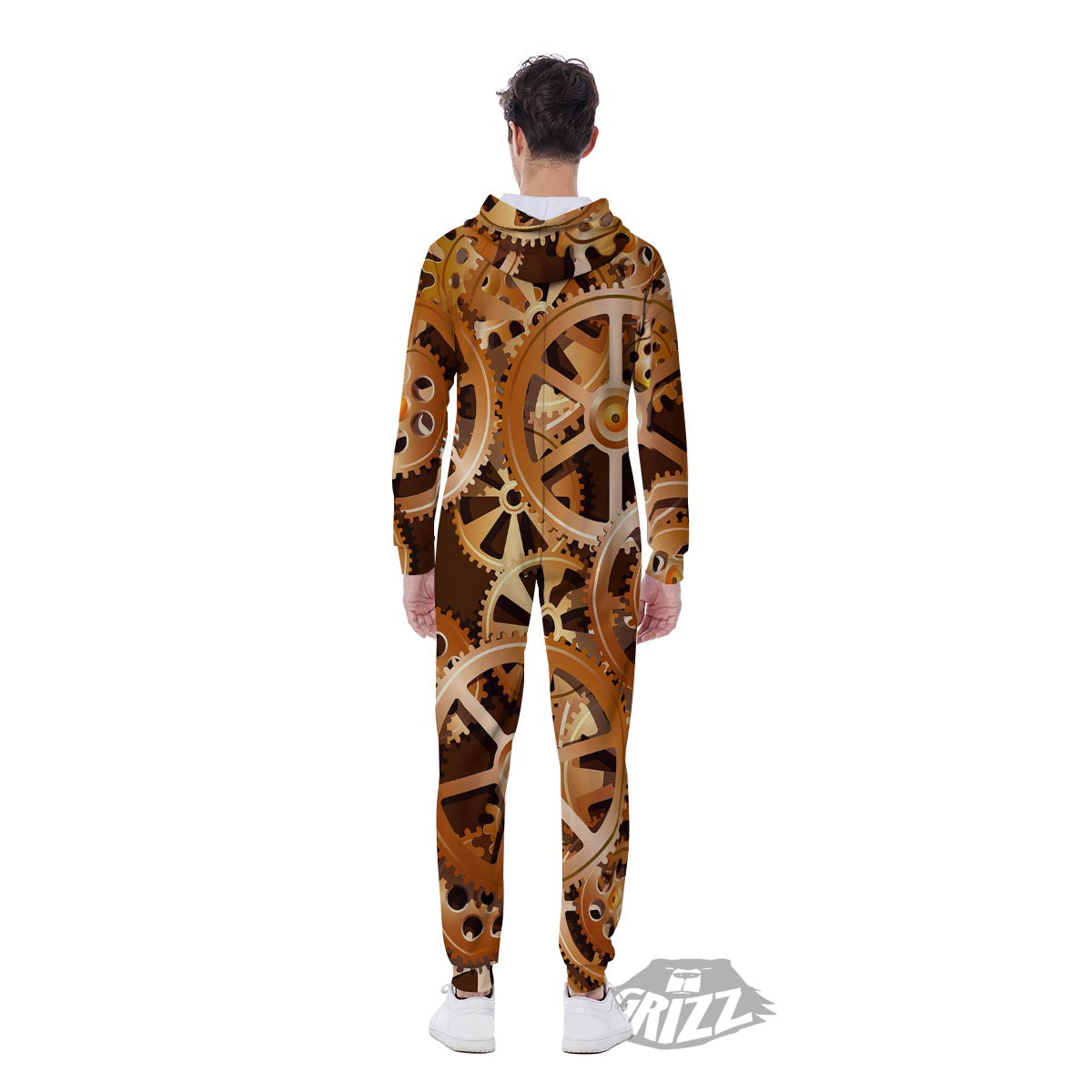 Gears And Steampunk Cogs Print Men's Jumpsuit-grizzshop