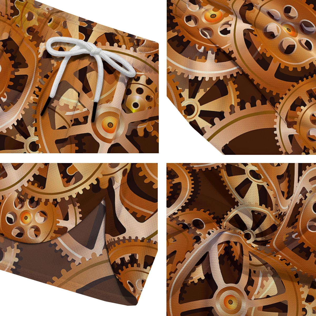 Gears And Steampunk Cogs Print Men's Running Shorts-grizzshop