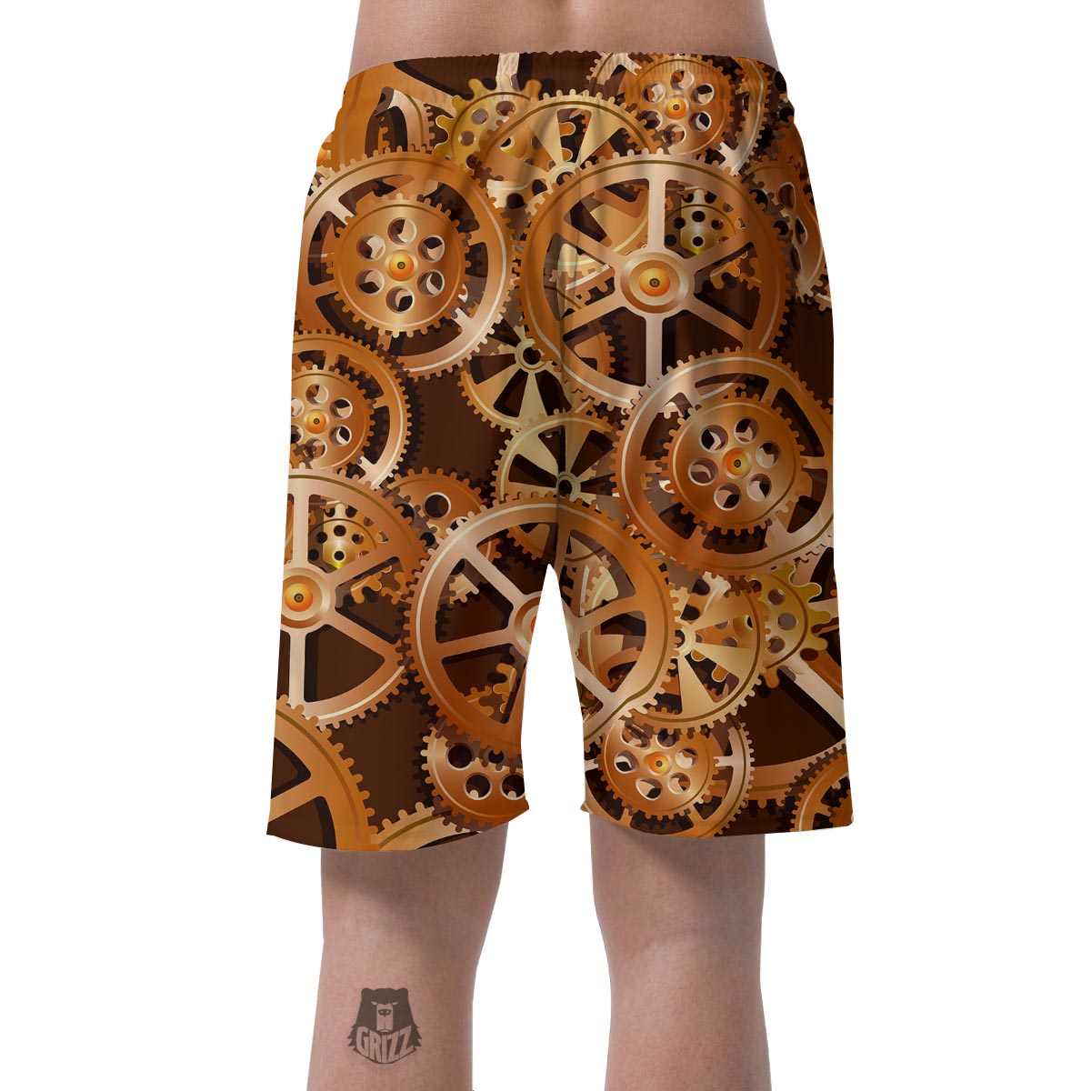 Gears And Steampunk Cogs Print Men's Shorts-grizzshop