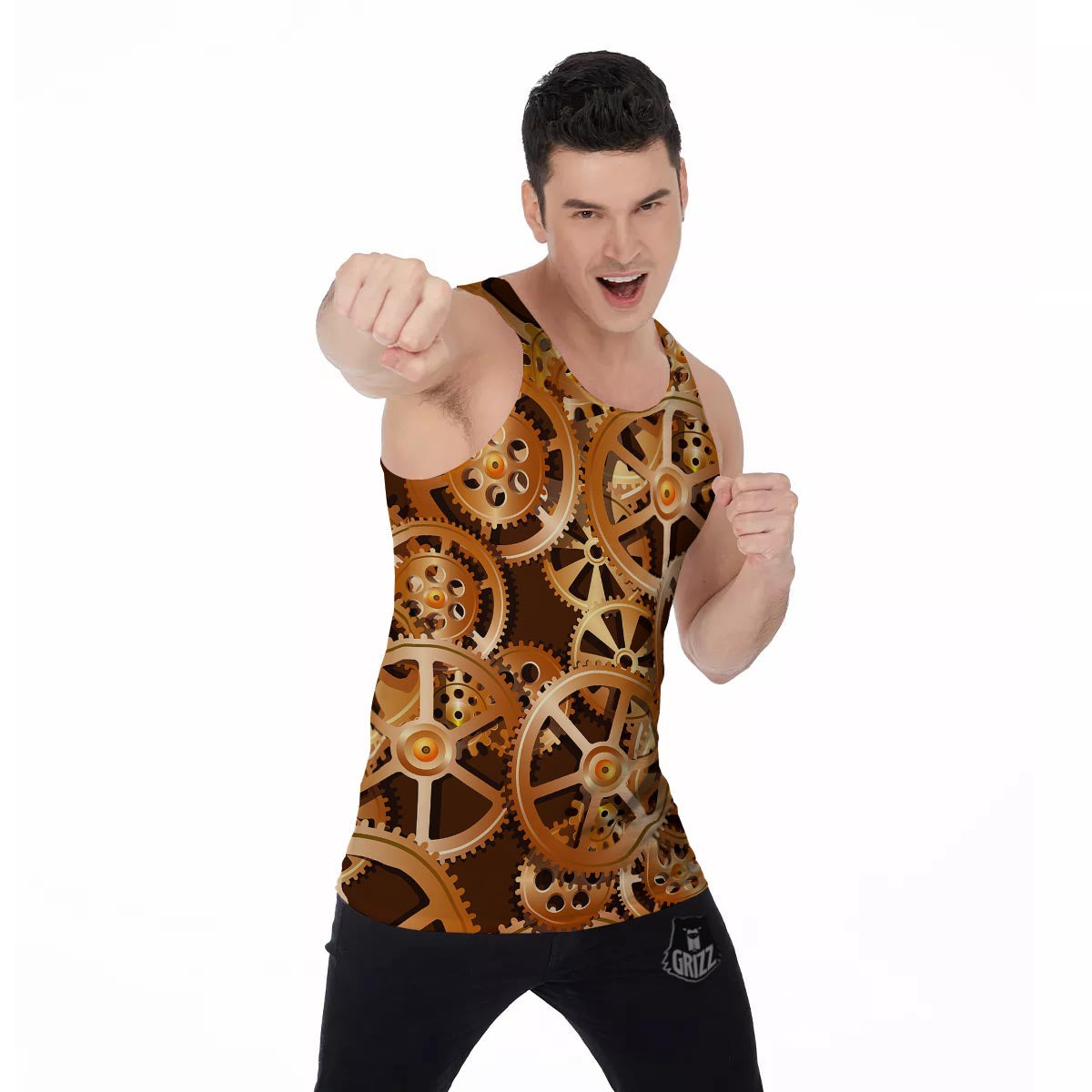 Gears And Steampunk Cogs Print Men's Tank Top-grizzshop