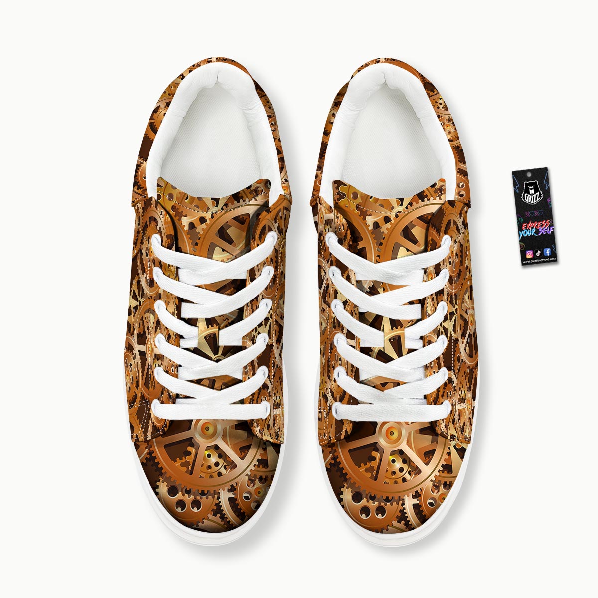 Gears And Steampunk Cogs Print Platform Shoes-grizzshop