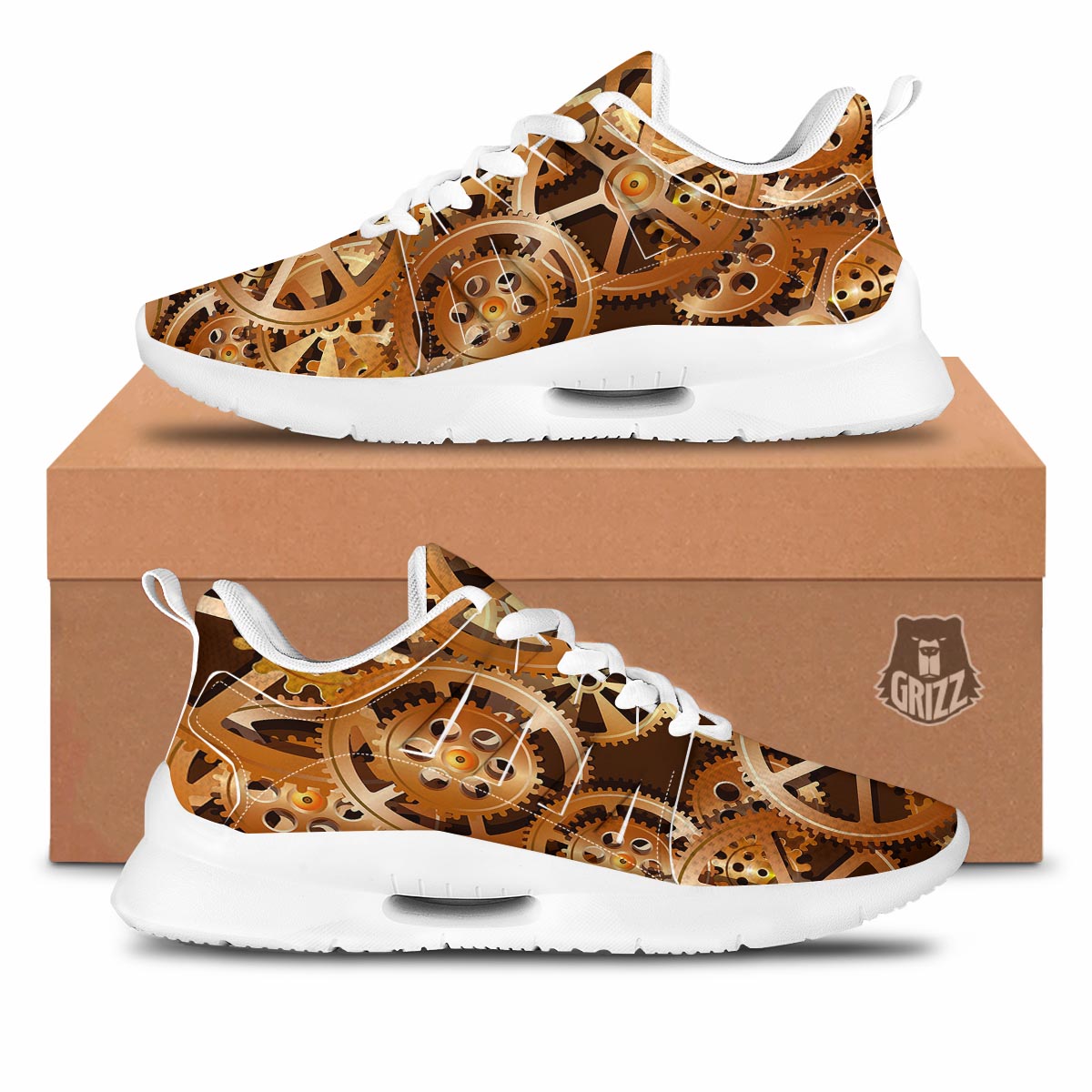 Gears And Steampunk Cogs Print Tennis Shoes-grizzshop