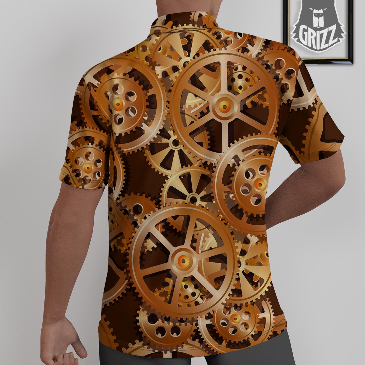 Gears And Steampunk Cogs Print Untucked Shirts-grizzshop