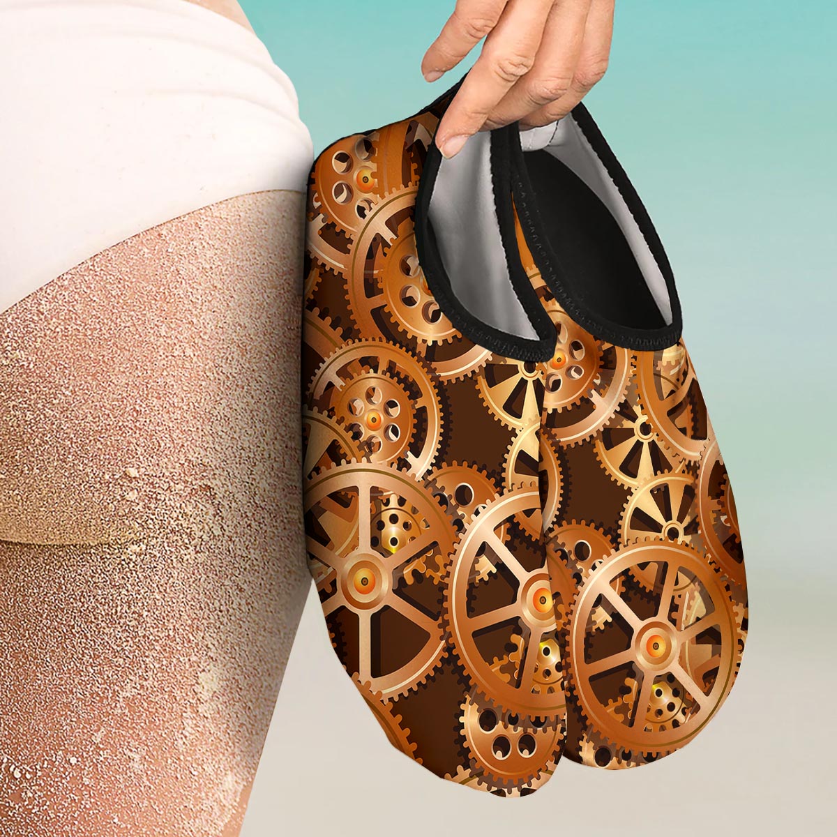Gears And Steampunk Cogs Print Water Shoes-grizzshop