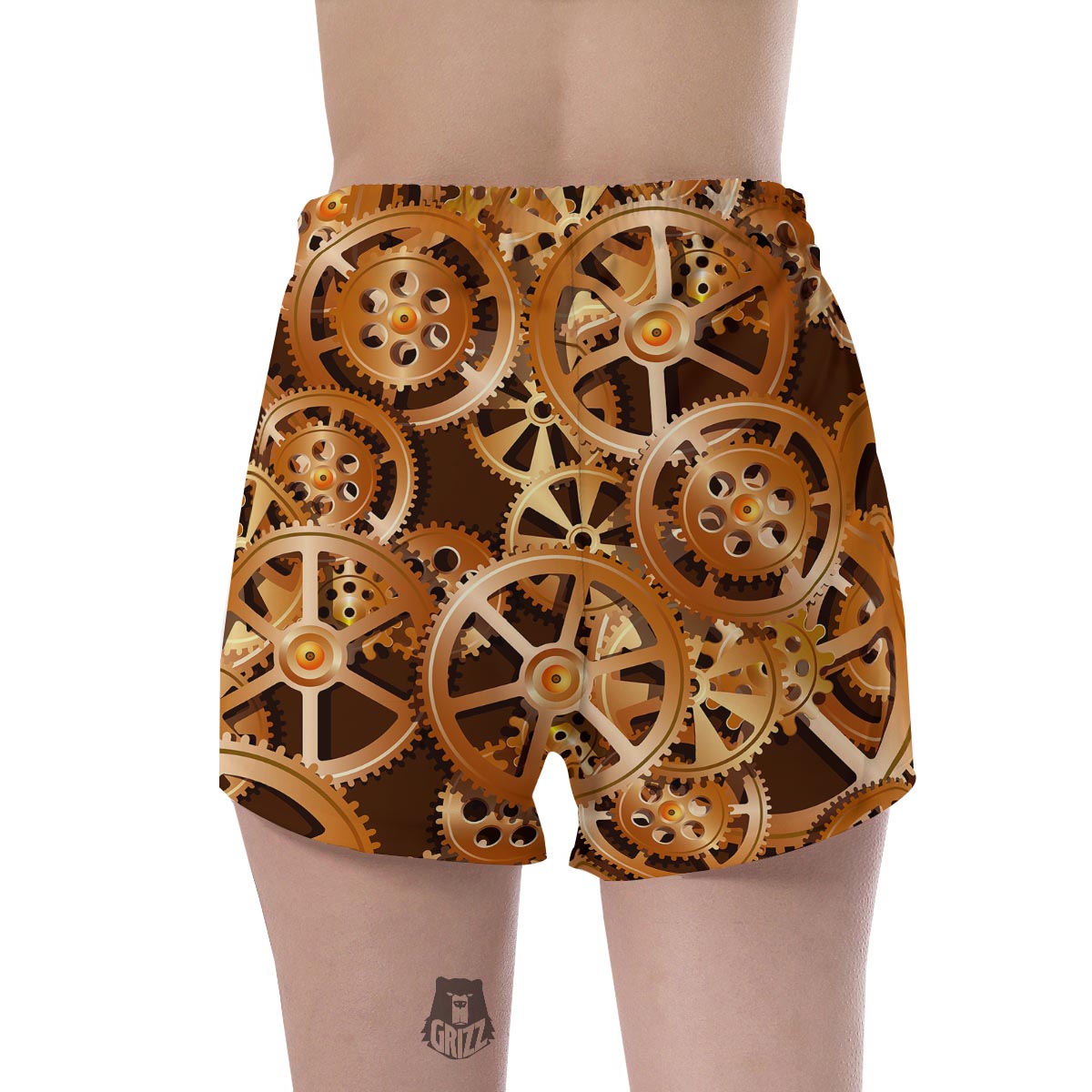 Gears And Steampunk Cogs Print Women's Shorts-grizzshop