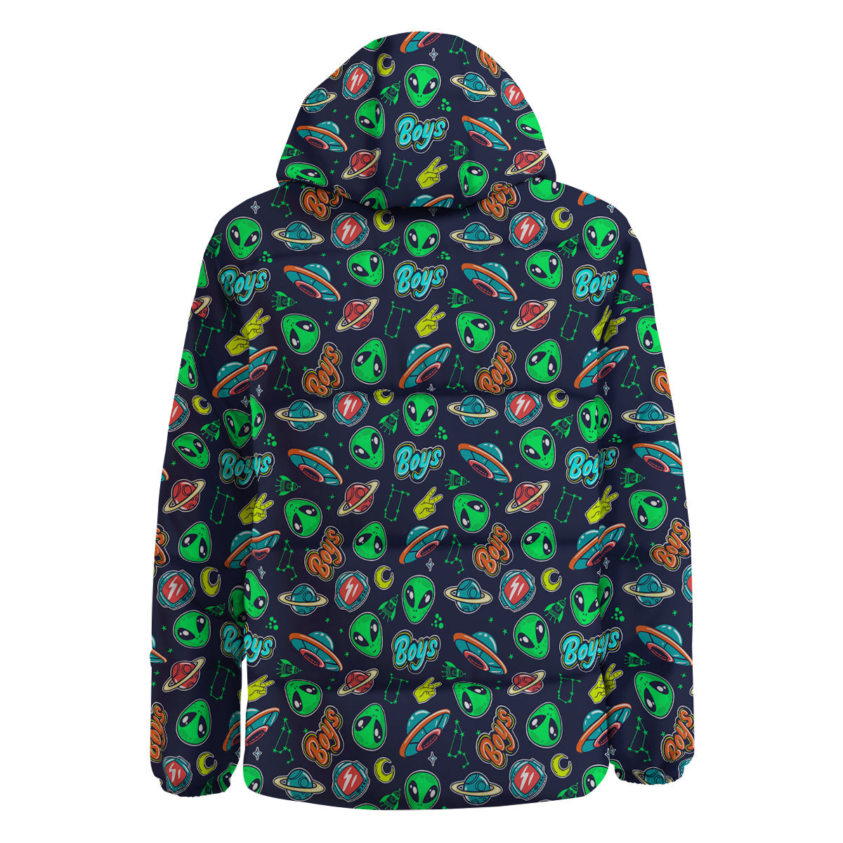 Geen Alien Ufo In Space Print Pattern Down Jacket-grizzshop