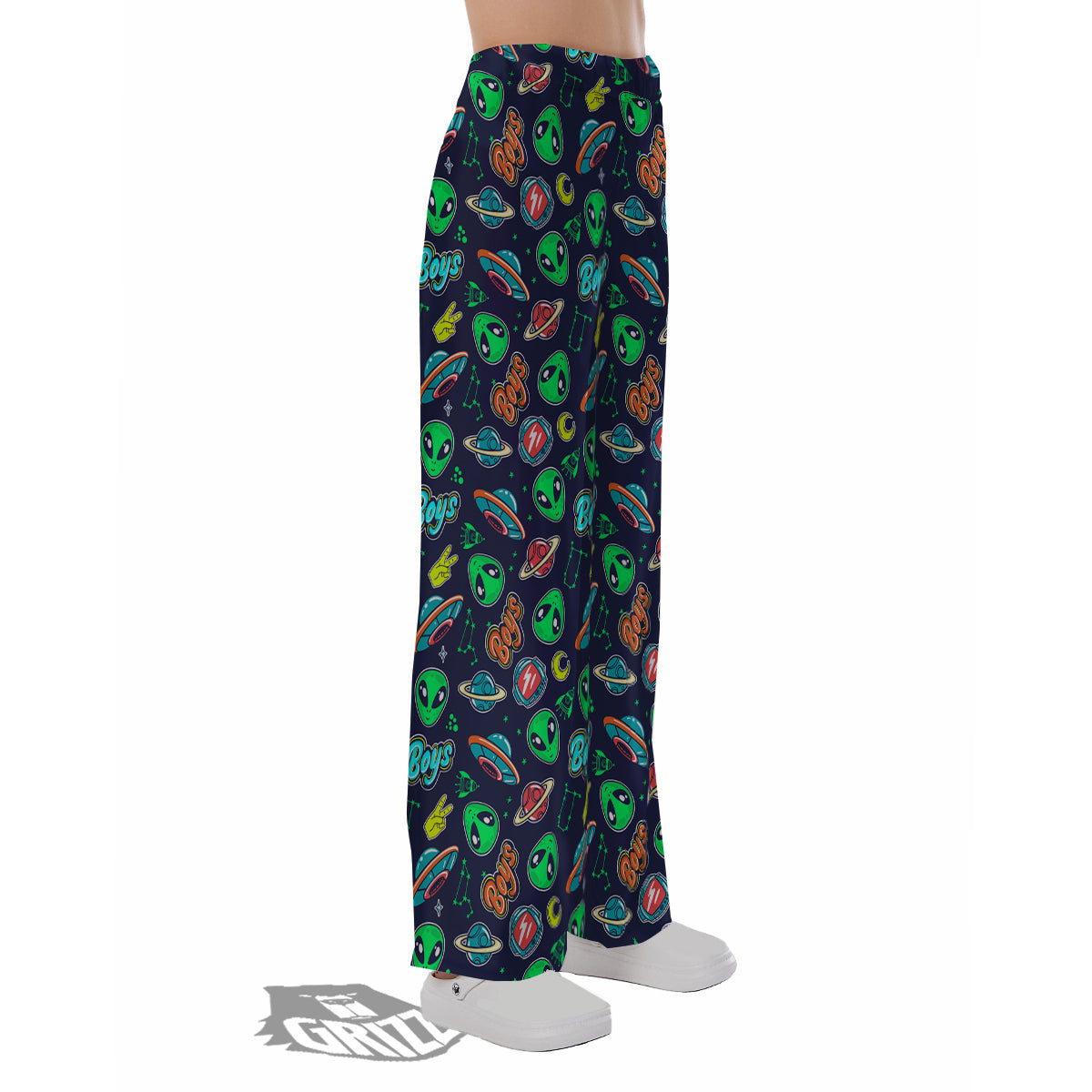 Geen Alien Ufo In Space Print Pattern Pajama Pants-grizzshop