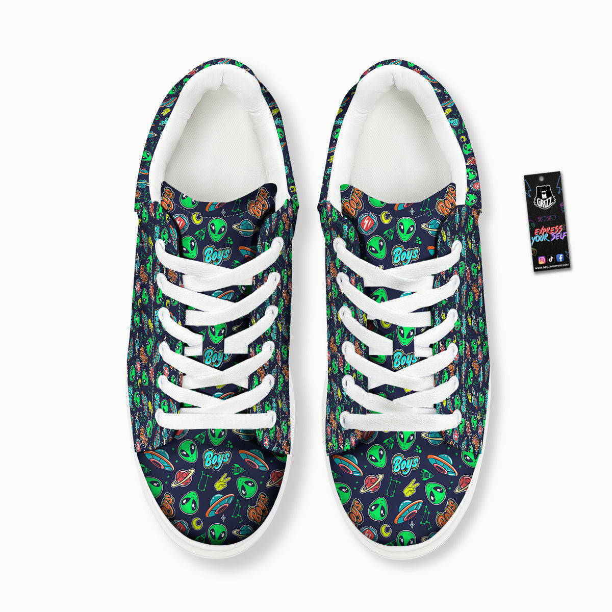 Geen Alien Ufo In Space Print Pattern Platform Shoes-grizzshop