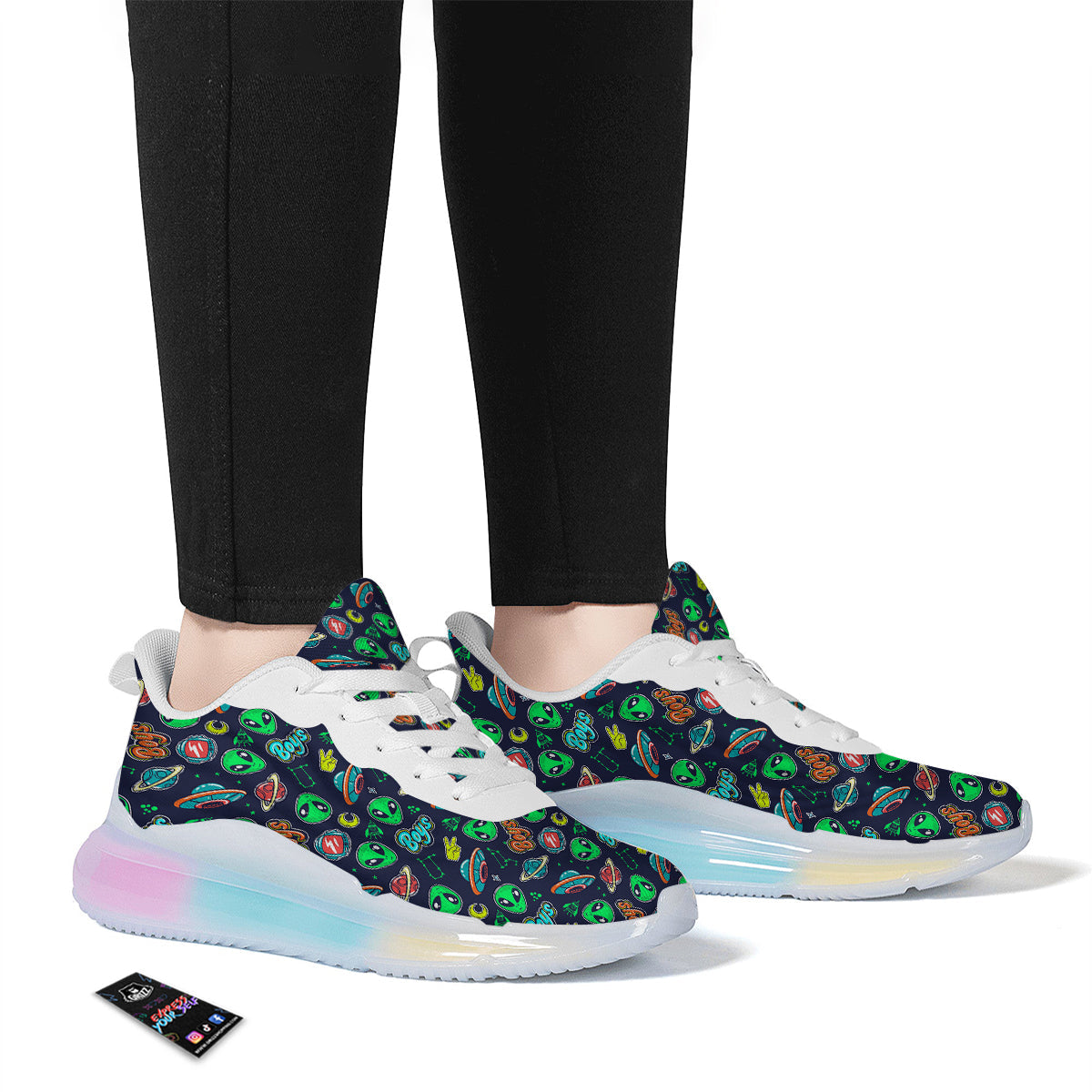 Geen Alien Ufo In Space Print Pattern Running Sneakers-grizzshop