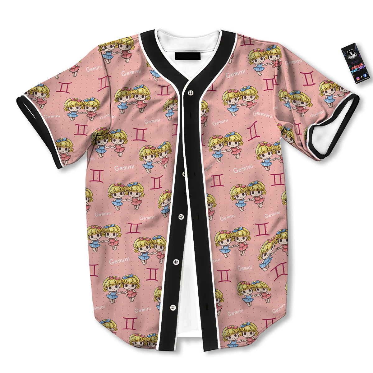 Gemini Cute Cartoon Print Pattern Baseball Jersey-grizzshop