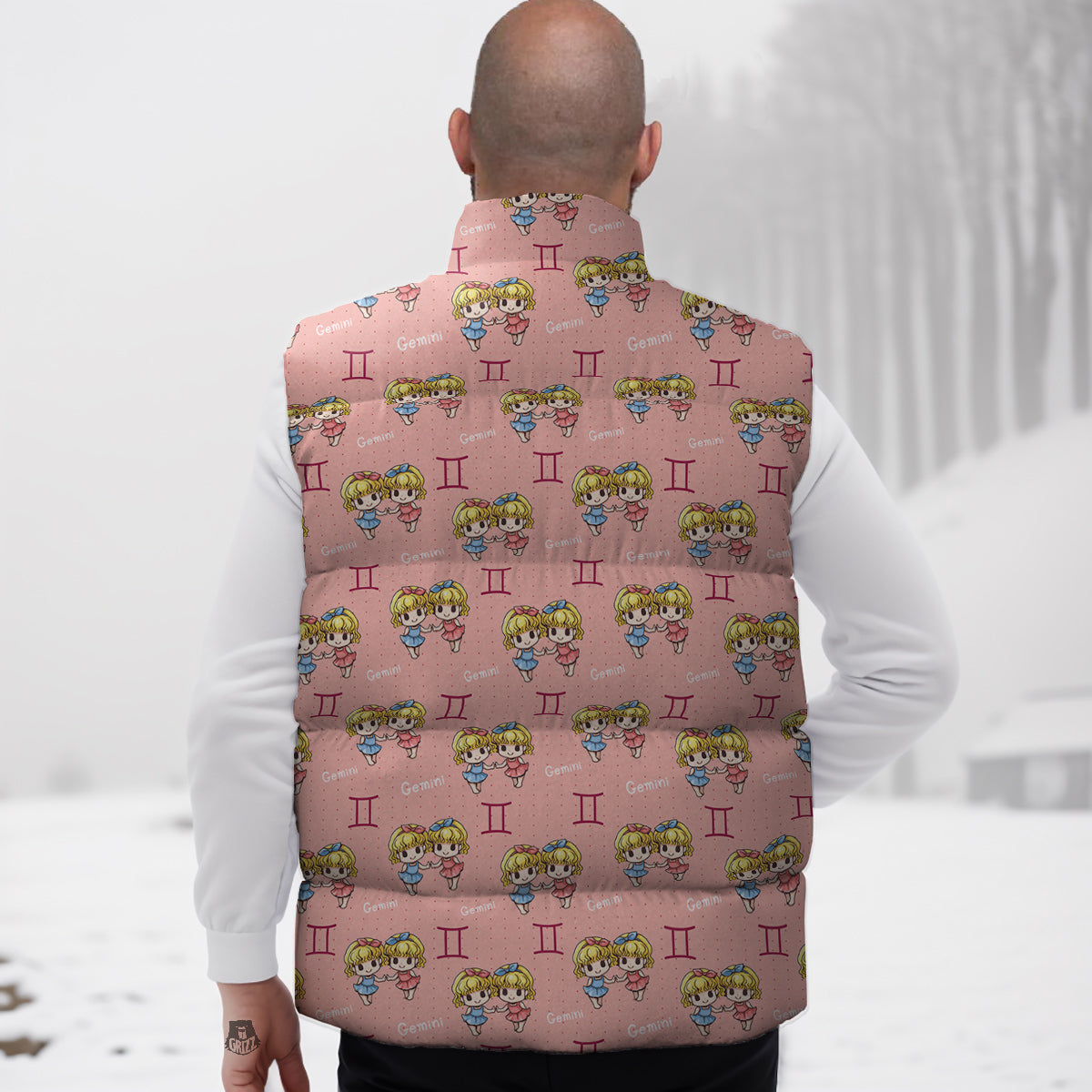 Gemini Cute Cartoon Print Pattern Down Vest-grizzshop