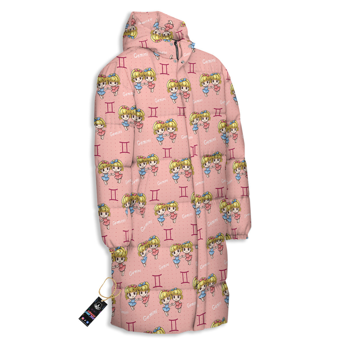 Gemini Cute Cartoon Print Pattern Long Down Jacket-grizzshop