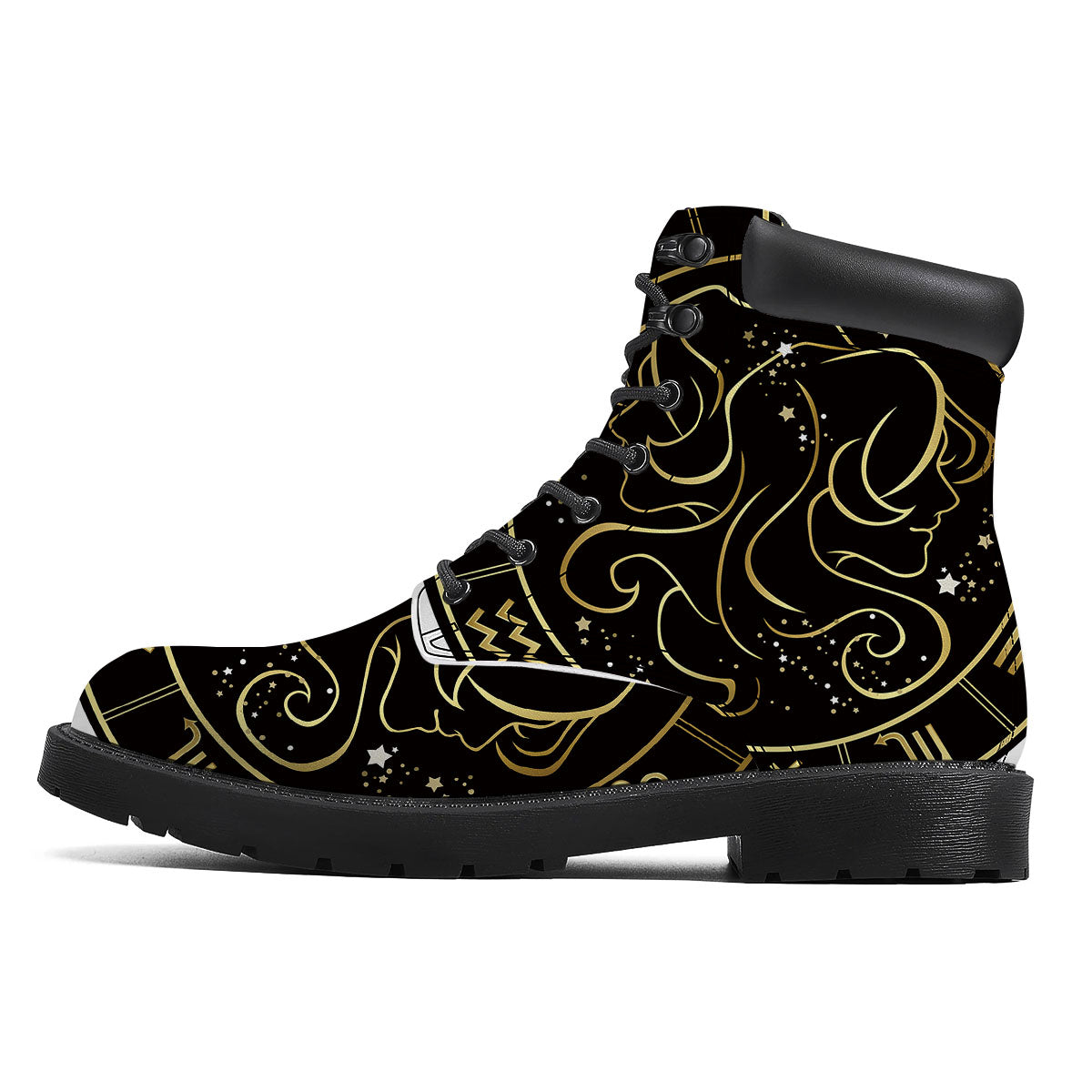 Gemini Sign Black And Gold Print Boots-grizzshop