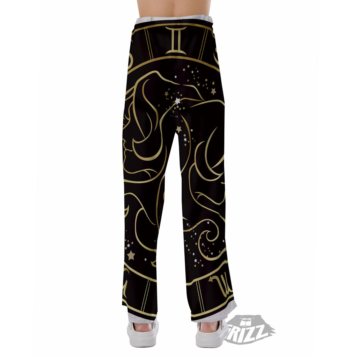 Gemini Sign Black And Gold Print Pajama Pants-grizzshop