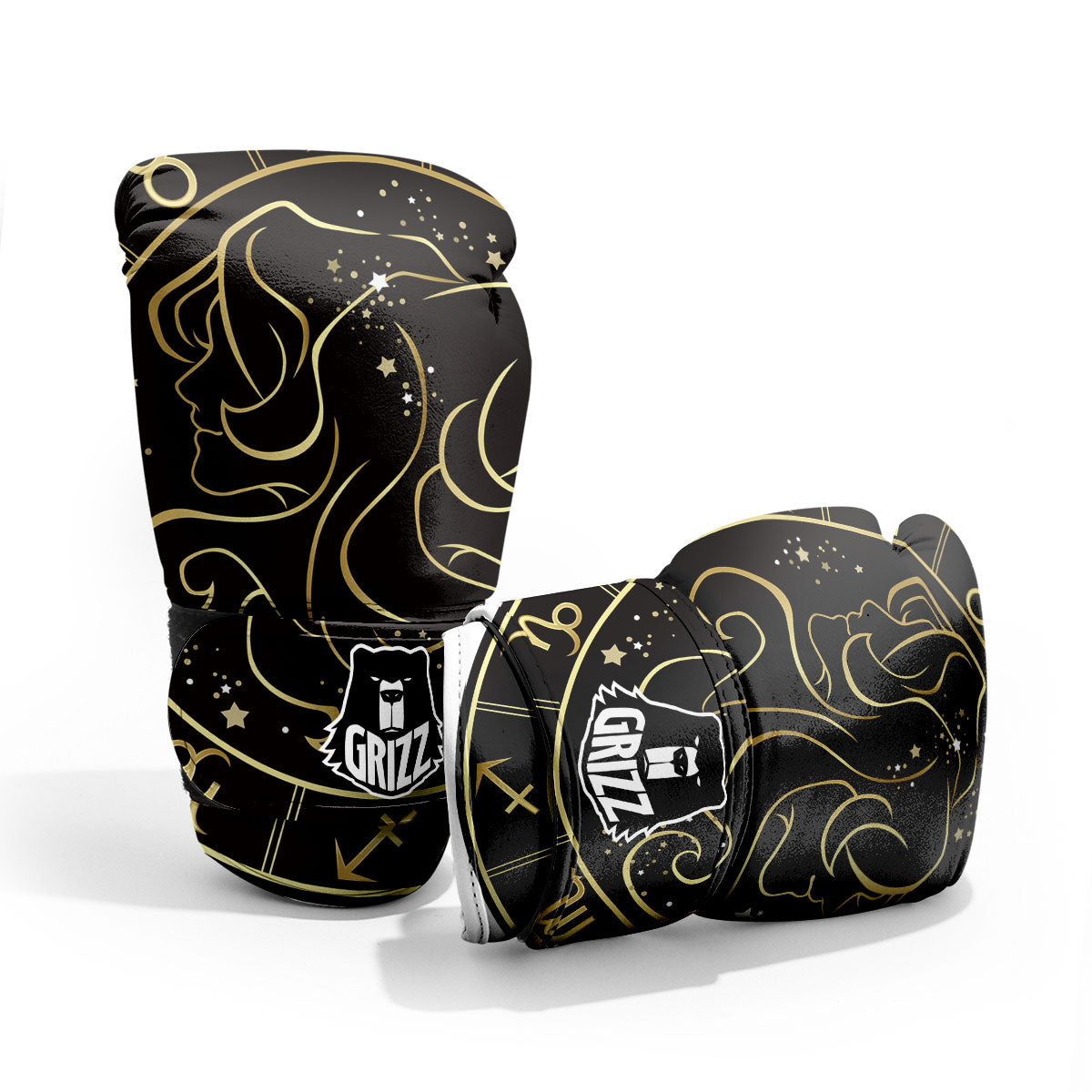 Gemini Sign Black And Gold Print Pro Boxing Glove