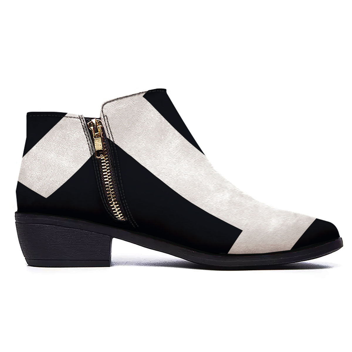 Gemini Sign White And Black Print Ankle Boots-grizzshop